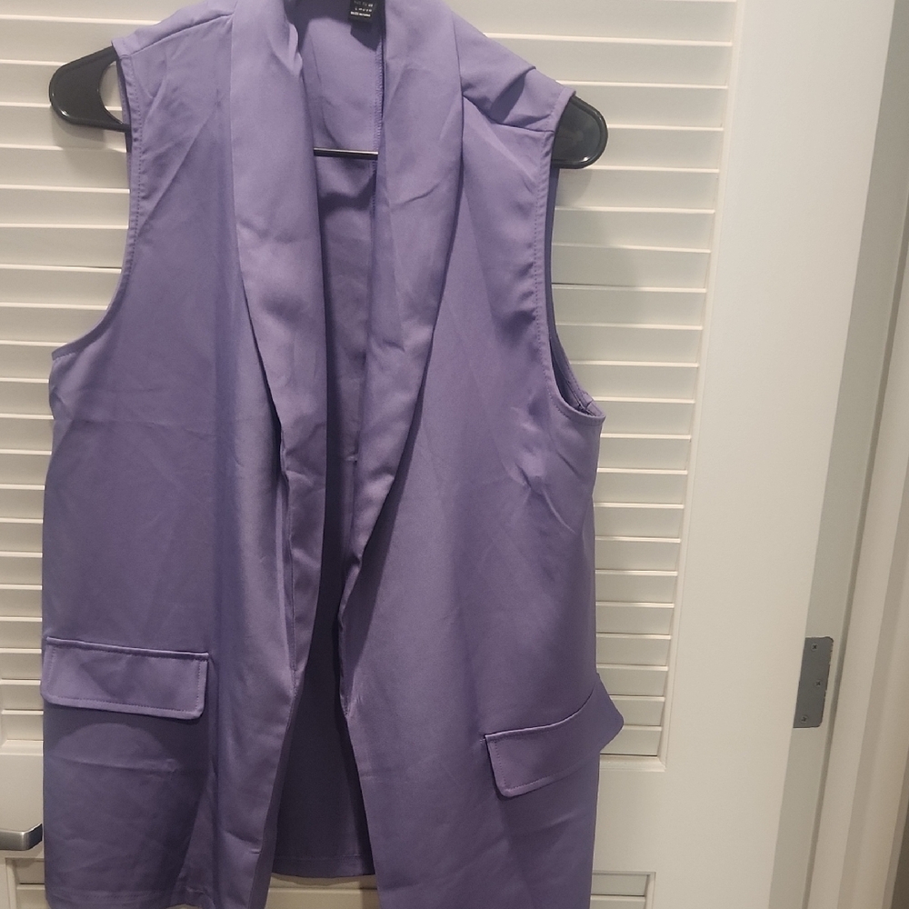 SHEIN Purple Satin Vest Tailored Sleeveless Jacket